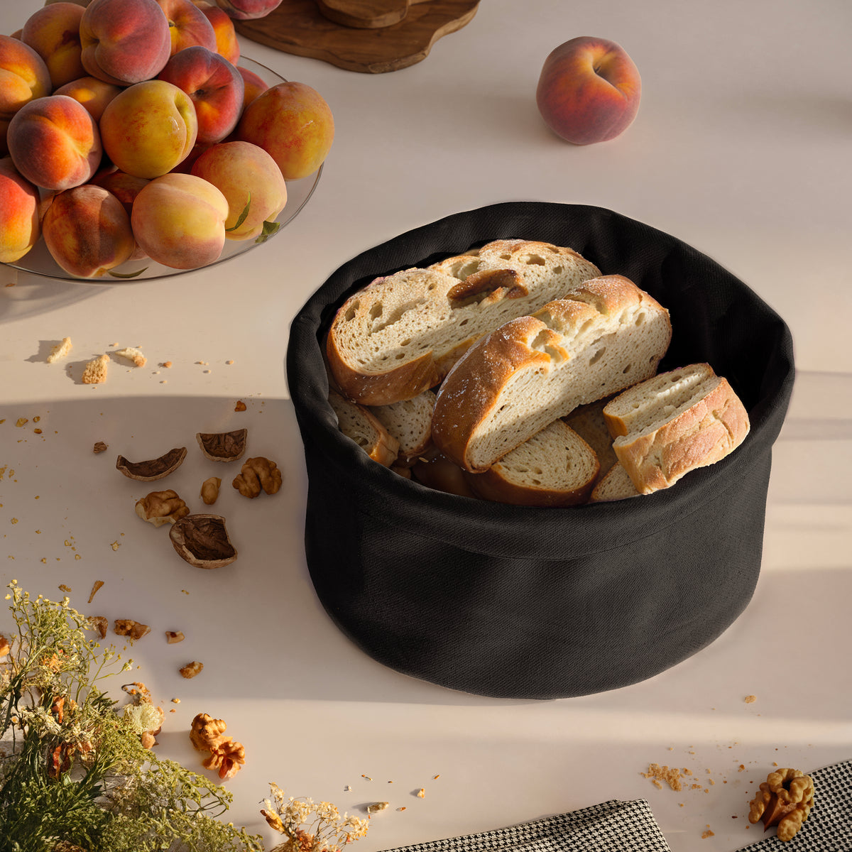 Brotkorb Stoff | Brötchenkorb | Aufbewahrungskorb Schwarz