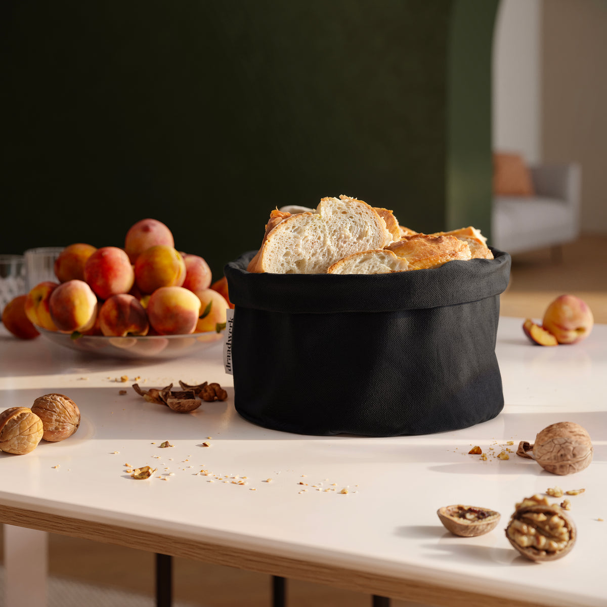 Brotkorb Stoff | Brötchenkorb | Aufbewahrungskorb Schwarz