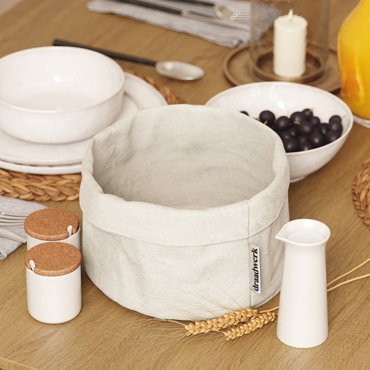 Brotkorb Stoff | Brötchenkorb | Aufbewahrungskorb Nature/Beige