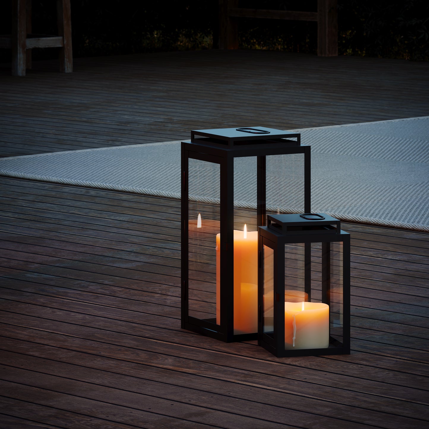 Laternen 2er Set | Wohndekoration für Innen & Außen | Schwarz