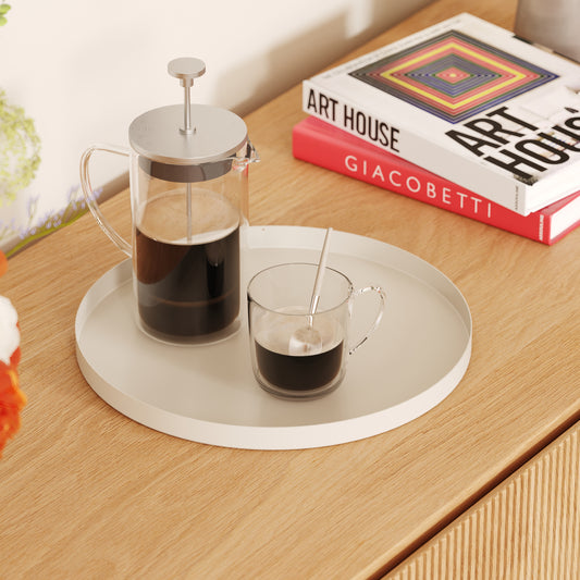 Deko Tablett | 30cm Durchmesser | Metall (Creme)