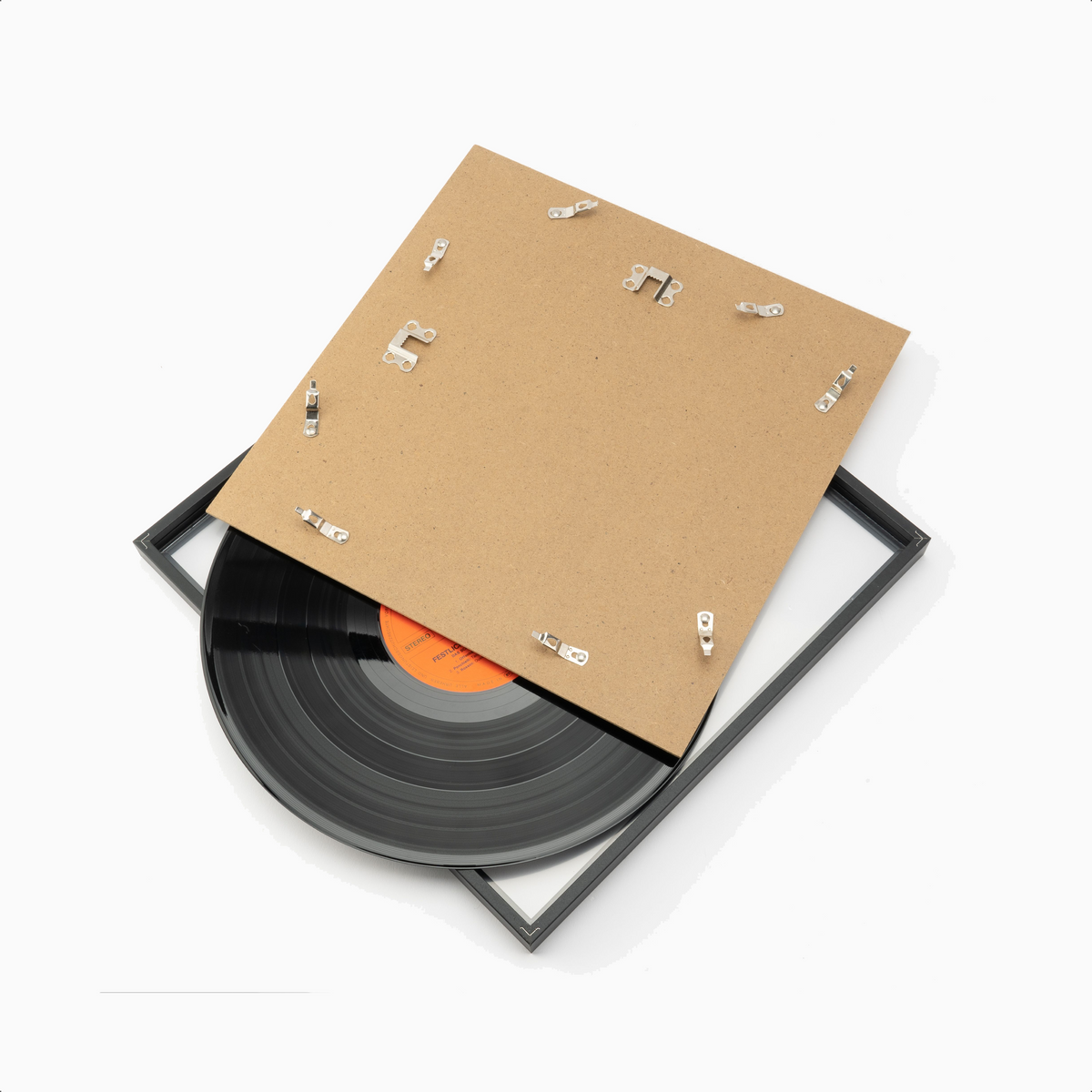Schallplatten Rahmen Wand 3er-Set | Schallplattenrahmen aus Holz | Vinyl Rahmen Schwarz